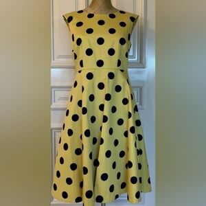 Hobbs London Noa Polka Dot Dress Color Chamoile Size 8 With Pockets